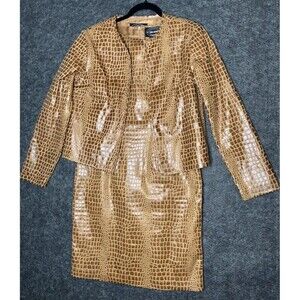 Selene Sport Vintage Alligator-Embossed Faux Leather Dress and Jacket Set